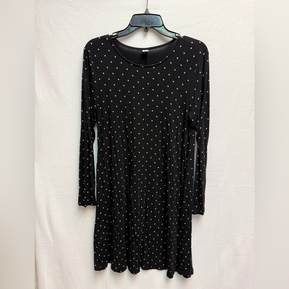 Old Navy Black Long Sleeve Polka Dot Swing Dress